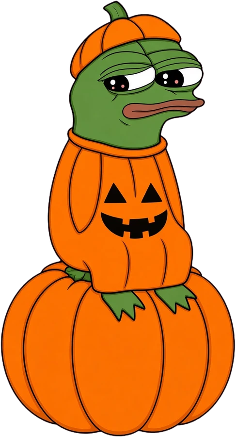 PUMPE sitting on a pumpkin
